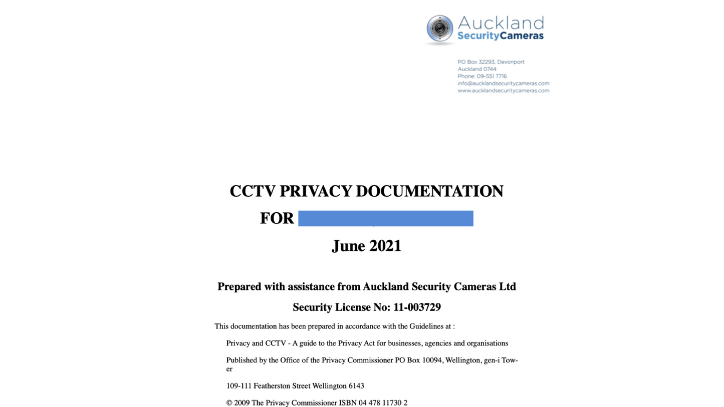 CCTV Privacy Documentation For Your Site