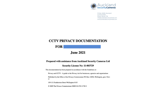 CCTV Privacy Documentation For Your Site